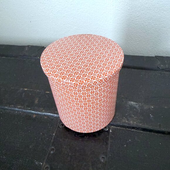 Vintage Tea Tin | Orange & White Floral Metal Lidded Storage Container Cylinder - Picture 3 of 7